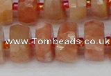 CRB819 15.5 inches 7*12mm faceted rondelle orange moonstone beads