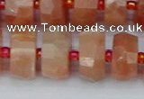 CRB820 15.5 inches 8*14mm faceted rondelle orange moonstone beads