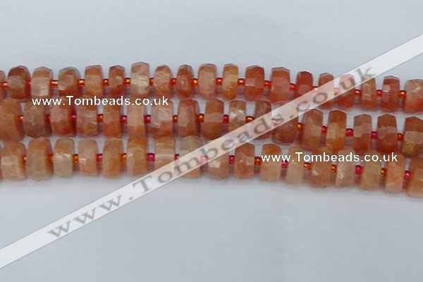 CRB820 15.5 inches 8*14mm faceted rondelle orange moonstone beads