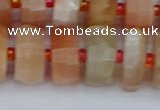 CRB821 15.5 inches 8*16mm faceted rondelle orange moonstone beads