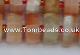 CRB822 15.5 inches 8*18mm faceted rondelle orange moonstone beads