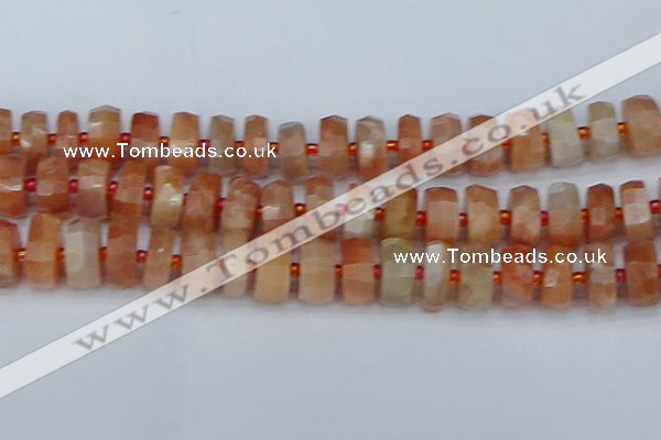 CRB822 15.5 inches 8*18mm faceted rondelle orange moonstone beads