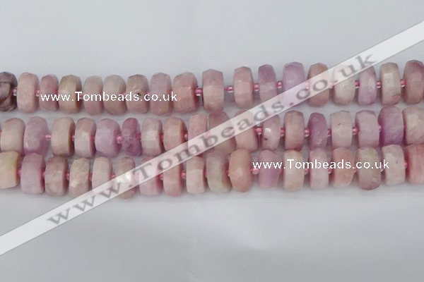CRB830 15.5 inches 8*18mm faceted rondelle kunzite beads