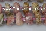 CRB834 15.5 inches 6*10mm faceted rondelle rhodochrosite beads