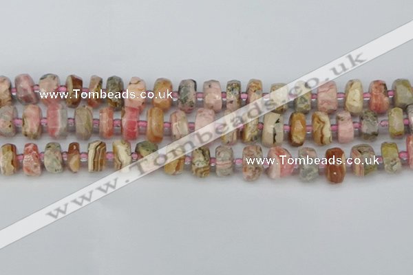 CRB835 15.5 inches 7*12mm faceted rondelle rhodochrosite beads