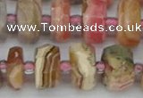 CRB836 15.5 inches 8*14mm faceted rondelle rhodochrosite beads