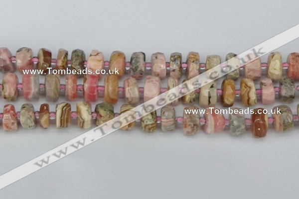 CRB837 15.5 inches 8*16mm faceted rondelle rhodochrosite beads