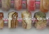 CRB838 15.5 inches 8*18mm faceted rondelle rhodochrosite beads