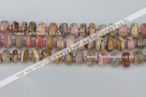 CRB838 15.5 inches 8*18mm faceted rondelle rhodochrosite beads