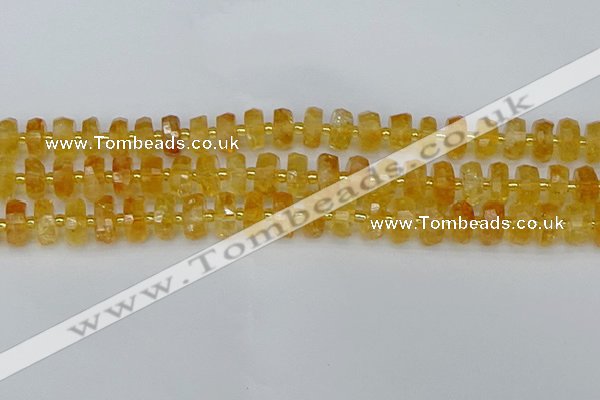 CRB842 15.5 inches 6*10mm faceted rondelle citrine beads