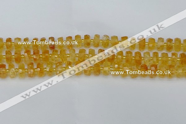 CRB843 15.5 inches 7*12mm faceted rondelle citrine beads