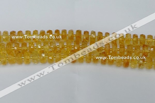 CRB844 15.5 inches 8*14mm faceted rondelle citrine beads