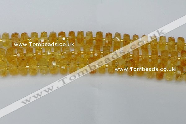 CRB845 15.5 inches 8*16mm faceted rondelle citrine beads