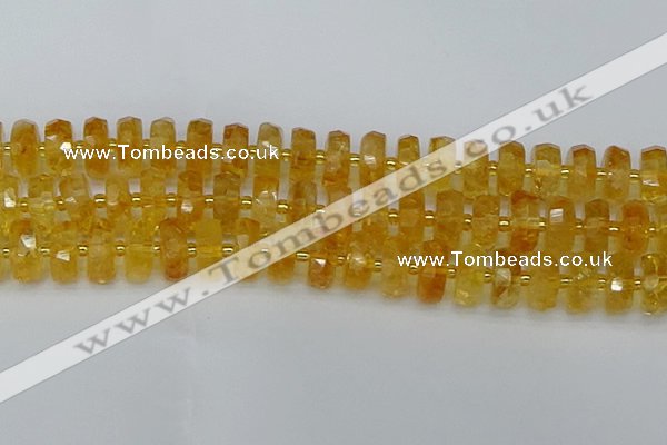 CRB846 15.5 inches 8*18mm faceted rondelle citrine beads