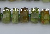 CRB850 15.5 inches 6*10mm faceted rondelle green garnet beads