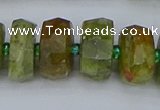 CRB852 15.5 inches 8*14mm faceted rondelle green garnet beads