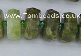 CRB853 15.5 inches 8*16mm faceted rondelle green garnet beads