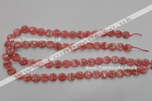 CRC106 15.5 inches 12mm flat round natural argentina rhodochrosite beads