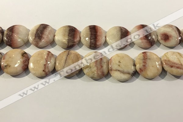 CRC1071 15.5 inches 25mm flat round rhodochrosite beads