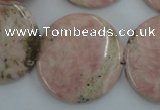 CRC158 15.5 inches 30mm flat round Argentina rhodochrosite beads