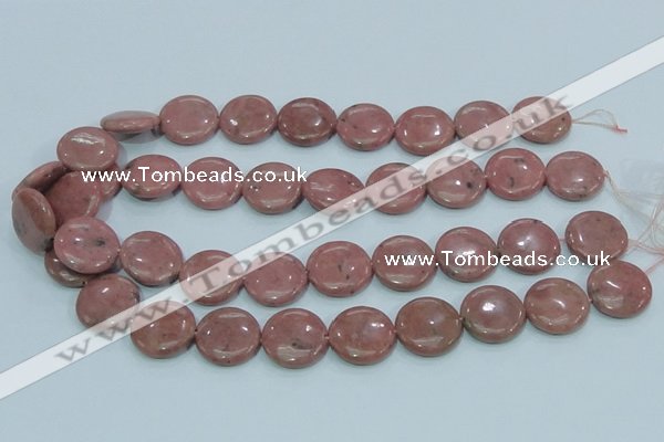 CRC207 16 inches 20mm flat round rhodochrosite gemstone beads