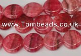CRC23 15.5 inches 14mm flat round dyed rhodochrosite gemstone beads