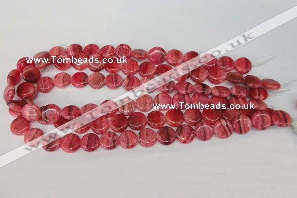 CRC23 15.5 inches 14mm flat round dyed rhodochrosite gemstone beads