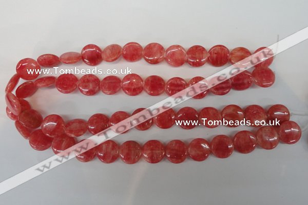 CRC24 15.5 inches 16mm flat round dyed rhodochrosite gemstone beads