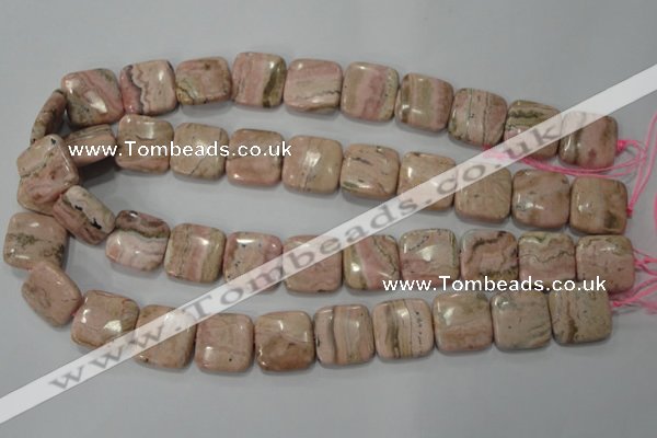 CRC303 15.5 inches 18*18mm square Peru rhodochrosite beads