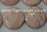 CRC308 15.5 inches 25mm flat round Peru rhodochrosite beads