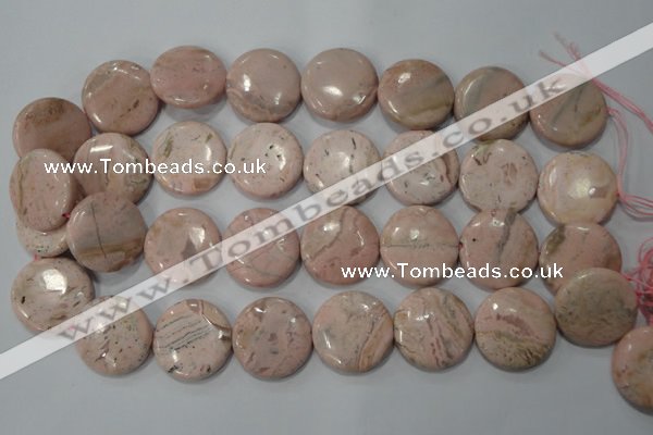 CRC308 15.5 inches 25mm flat round Peru rhodochrosite beads