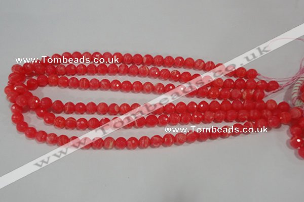 CRC512 15.5 inches 8mm faceted round synthetic rhodochrosite beads