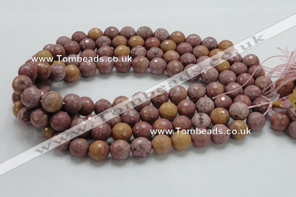 CRC61 15.5 inches 14mm faceted round rhodochrosite gemstone beads