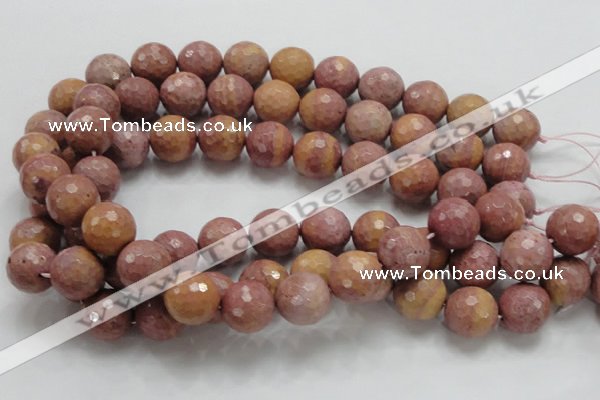 CRC62 15.5 inches 16mm faceted round rhodochrosite gemstone beads