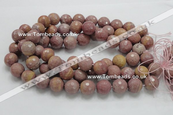 CRC63 15.5 inches 18mm faceted round rhodochrosite gemstone beads