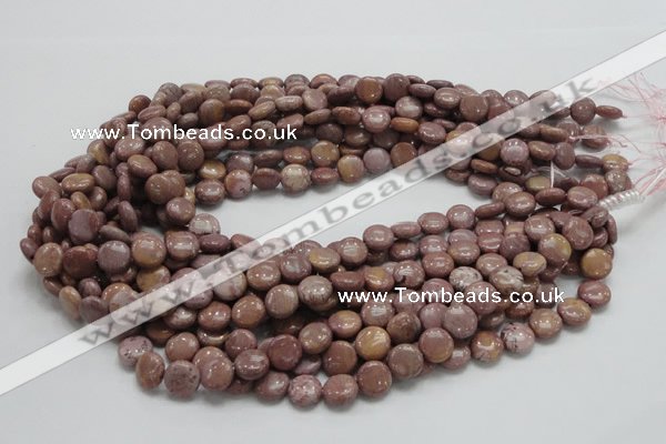 CRC71 15.5 inches 10mm flat round rhodochrosite gemstone beads