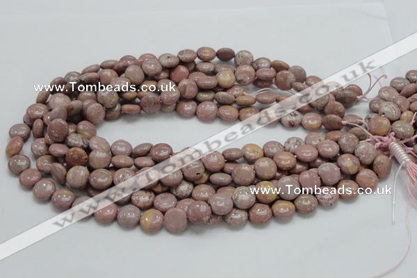 CRC72 15.5 inches 12mm flat round rhodochrosite gemstone beads