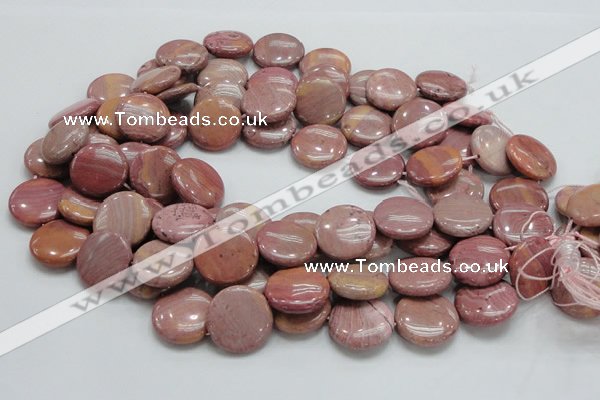 CRC74 15.5 inches 20mm flat round rhodochrosite gemstone beads