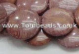 CRC75 15.5 inches 25mm flat round rhodochrosite gemstone beads