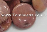 CRC76 15.5 inches 30mm flat round rhodochrosite gemstone beads