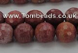 CRC805 15.5 inches 14mm faceted round Brazilian rhodochrosite beads