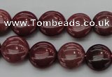 CRC814 15.5 inches 12mm flat round Brazilian rhodochrosite beads