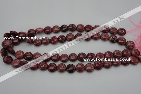 CRC814 15.5 inches 12mm flat round Brazilian rhodochrosite beads