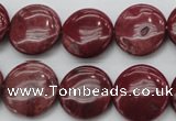 CRC816 15.5 inches 16mm flat round Brazilian rhodochrosite beads