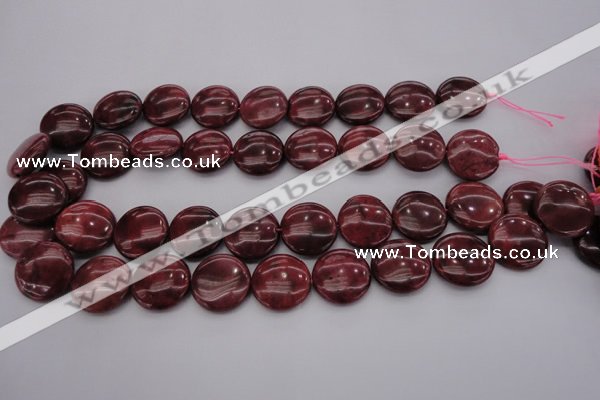 CRC819 15.5 inches 25mm flat round Brazilian rhodochrosite beads