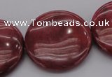 CRC820 15.5 inches 30mm flat round Brazilian rhodochrosite beads