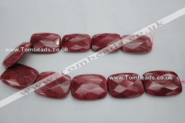 CRC853 15.5 inches 30*40mm faceted rectangle Brazilian rhodochrosite beads