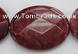 CRC863 15.5 inches 30*40mm faceted oval Brazilian rhodochrosite beads