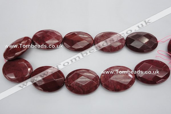 CRC863 15.5 inches 30*40mm faceted oval Brazilian rhodochrosite beads