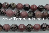 CRD11 15.5 inches 6mm faceted round rhodonite gemstone beads